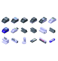 Currency Detector Icons Set Isometric Bank