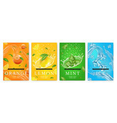 Fruit Poster Splash Water Lemon Orange Green