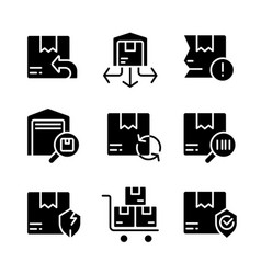 Logistics Black Glyph Icons Set On White Space