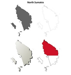 North Sumatra Blank Outline Map Set