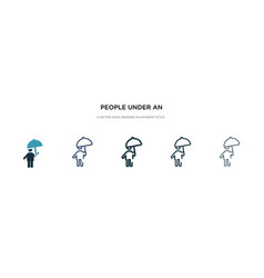 People Under An Umbrella Icon In Different Style