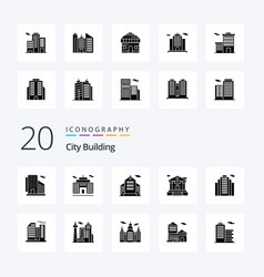 20 City Building Solid Glyph Icon Pack Like Bank