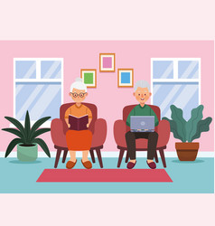 Elderly Couple In Livingroom