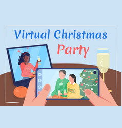 Virtual Christmas Party Poster Flat Template