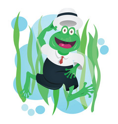 Happy Business Frog Mascot In Suit