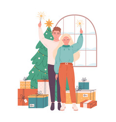 Love Couple Celebrating Christmas Or New Year