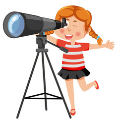 A Girl Looking Through Telescope