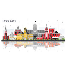 Iowa City Skyline With Color Buildings