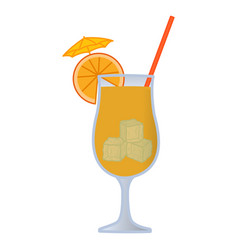 Orange Cocktail With Straw Of Beach