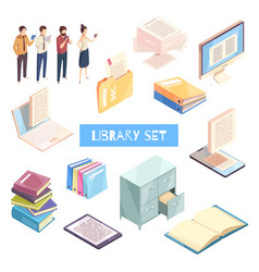 Reading Isometric Icons Set