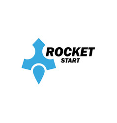 Small Rocket Logo Blue Color Abstract Launch