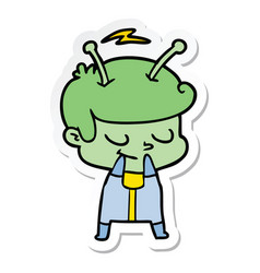 Sticker Of A Self Conscious Cartoon Spaceman