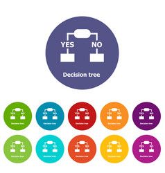 Decision Tree Icons Set Color