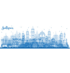 Outline Jodhpur India City Skyline With Blue