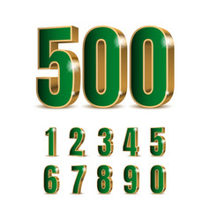 3d Green Numbers With Golden Outline