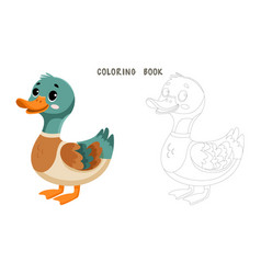 Coloring Page Of Cute Funny Duck