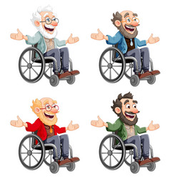 Elderly People Sitting On Wheelchair