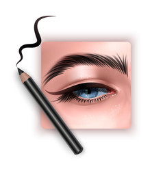 Realistic Eye Applying Eyeliner Close Up Woman