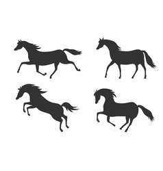 Set Of Black Silhouettes Of Horses Running Horse