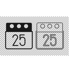 Black Christmas Day Calendar Icon Isolated On