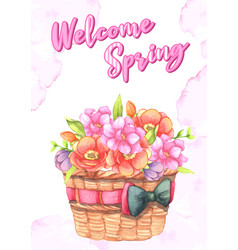 Flowers In A Gift Basket Bouqet Pink Art