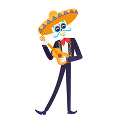 Isolated Cute Mexican Male Skeleton Character