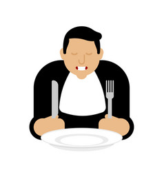 Man And Empty Plate Template Guy Holding Spoon