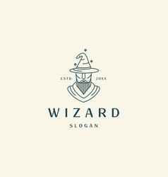 Wizard Mono Line Logo Icon Design Template