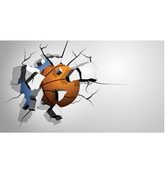 Orange Basketball Ball Punched Through Wall