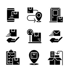 Orders Management Black Glyph Icons Set On White