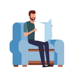 Man Reading A Newspaper Sitting On Couch Icon