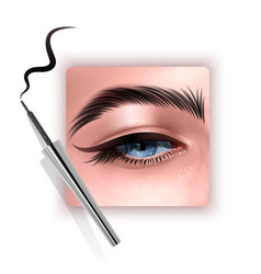 Realistic Eye Applying Eyeliner Close Up Woman