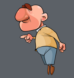 Cartoon Bald Tense Serious Man Threatening