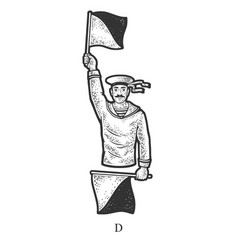 Flag Semaphore Letter D Sketch