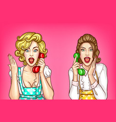 Women Talk On The Phone Excited Housewives