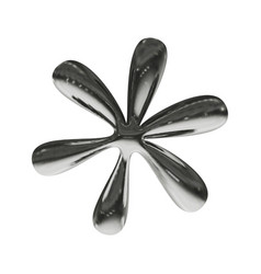 3d Flower With Chrome Effect In Y2k Style