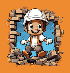 Cartoon Of A Construction Worker Getting Out