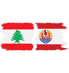 French Polynesia And Lebanon Grunge Flags