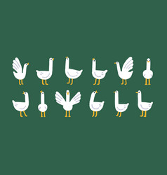 Cute Goose Set Funny Geese Adorable Farm Birds