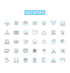 Network Linear Icons Set Connectivity