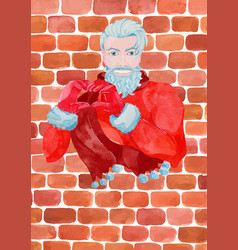 Christmas Greeting Card With Handsome Santa Claus