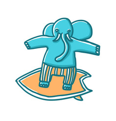 Elephant On Surf Water Sport Elephant Surfer In