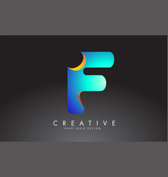 Colorful F Letter Logo With Carved Effect Rounded