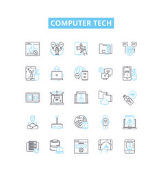 Computer Tech Line Icons Set Computer