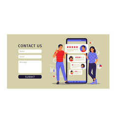 Customer Review Concept Contact Us Form Flat