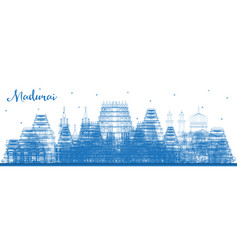 Outline Madurai India City Skyline With Blue