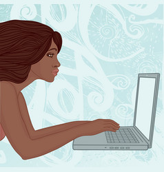 Young African American Woman With A Laptop