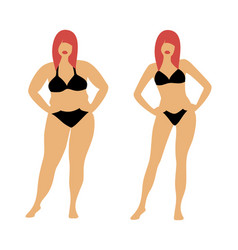 Fat And Slim Women With Red Hair In A Black