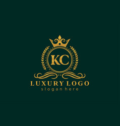 Initial Kc Letter Royal Luxury Logo Template