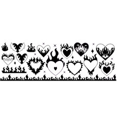 Y2k 2000s Cute Emo Goth Burning Hearts Stickers